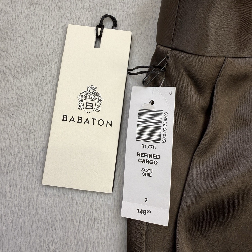 Aritzia Babaton Pants Womens Size 2 Brown Refined Satin High Waisted Cargo - Picture 5 of 12